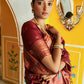 Janasya Maroon Banarasi Silk Woven Dual Tone Floral Design Banarasi Silk Saree | Swadesiicart