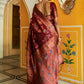 Janasya Maroon Banarasi Silk Woven Dual Tone Floral Design Banarasi Silk Saree | Swadesiicart