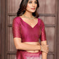 Janasya Beige & Wine Cotton Linen Ethnic Motifs Kanjivaram Saree | Swadesiicart