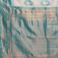 Janasya Beige & Teal Blue Cotton Linen Ethnic Motifs Kanjivaram Saree | Swadesiicart