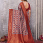 Janasya Grey & Maroon Silk Blend Ethnic Motifs Kanjivaram Saree | Swadesiicart