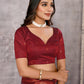Janasya Grey & Maroon Silk Blend Ethnic Motifs Kanjivaram Saree | Swadesiicart