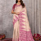 Janasya Beige & Mauve Cotton Linen Geometric Woven Saree | Swadesiicart