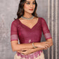 Janasya Beige & Mauve Cotton Linen Geometric Woven Saree | Swadesiicart