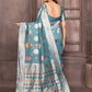 Janasya Blue Cotton Linen Ethnic Motifs Kanjivaram Saree | Swadesiicart