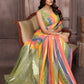 Janasya Multicolor Cotton Striped Woven Saree | Swadesiicart