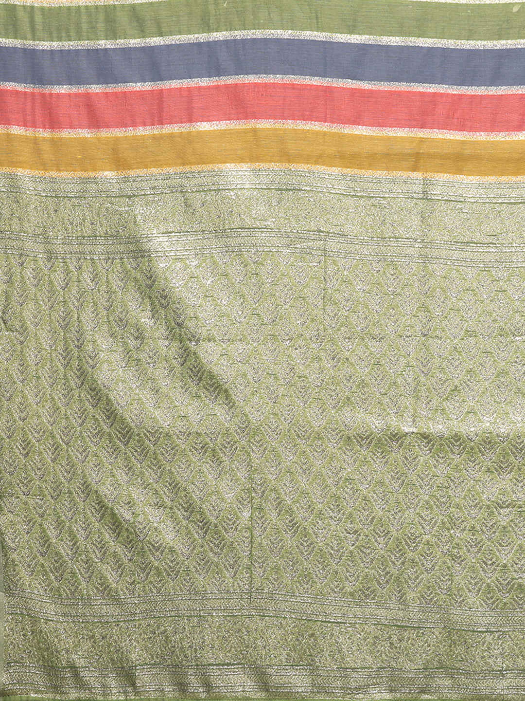 Janasya Multicolor Cotton Striped Woven Saree | Swadesiicart