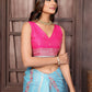 Janasya Light Blue Cotton Ethnic Print Jacquard Saree | Swadesiicart