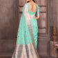 Janasya Light Blue Cotton Linen Paisley Woven Saree | Swadesiicart