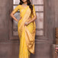 Janasya Yellow Cotton Linen Paisley Woven Saree | Swadesiicart