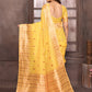 Janasya Yellow Cotton Linen Paisley Woven Saree | Swadesiicart
