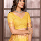 Janasya Yellow Cotton Linen Paisley Woven Saree | Swadesiicart