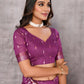 Janasya Purple Cotton Linen Geometric Woven Saree | Swadesiicart
