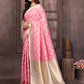 Janasya Pink Cotton Ethnic Motifs Woven Saree | Swadesiicart
