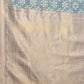 Janasya Light Blue Cotton Ethnic Motifs Woven Saree | Swadesiicart