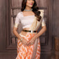 Janasya Peach Cotton Geometric Woven Saree | Swadesiicart