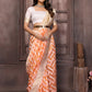 Janasya Peach Cotton Geometric Woven Saree | Swadesiicart