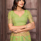 Janasya Green Cotton Linen Ethnic Print Kanjivaram Saree | Swadesiicart