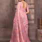 Janasya Pink Cotton Linen Floral Woven Saree | Swadesiicart