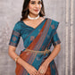 Janasya Rust Cotton Linen Paisley Kanjivaram Saree | Swadesiicart