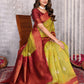 Janasya Mehndi Green Cotton Linen Ethnic Motifs Kanjivaram Saree | Swadesiicart