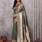 Janasya Olive Silk Blend Ethnic Motifs Banarasi Saree | Swadesiicart