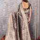 Janasya Blue & Gold Silk Blend Floral Banarasi Saree | Swadesiicart
