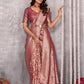 Janasya Mauve Silk Blend Floral Banarasi Saree | Swadesiicart