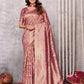 Janasya Mauve Silk Blend Floral Banarasi Saree | Swadesiicart