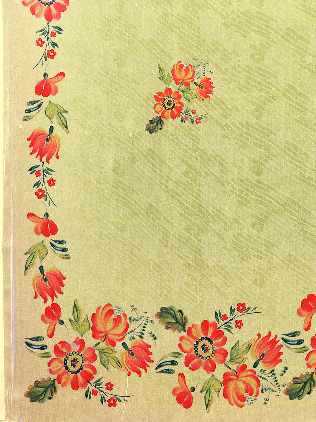 Janasya Light Green Georgette Floral Printed Saree | Swadesiicart