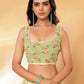 Janasya Light Green Georgette Floral Printed Saree | Swadesiicart