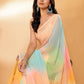 Janasya Multicolor Georgette Ombre Printed Saree | Swadesiicart