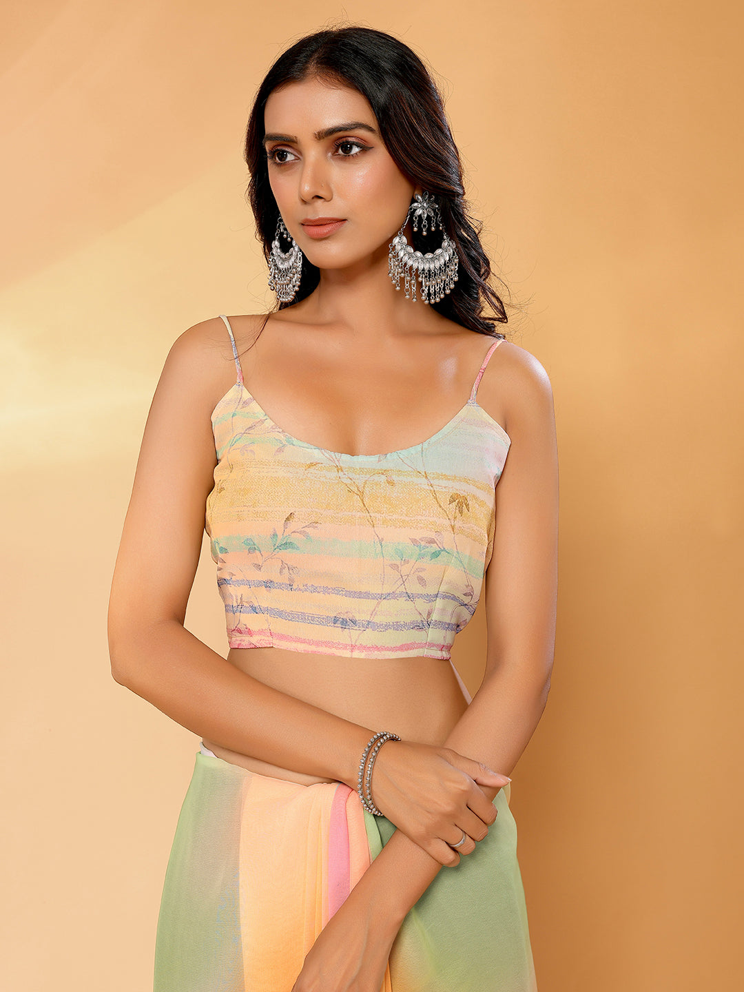 Janasya Multicolor Georgette Ombre Printed Saree | Swadesiicart