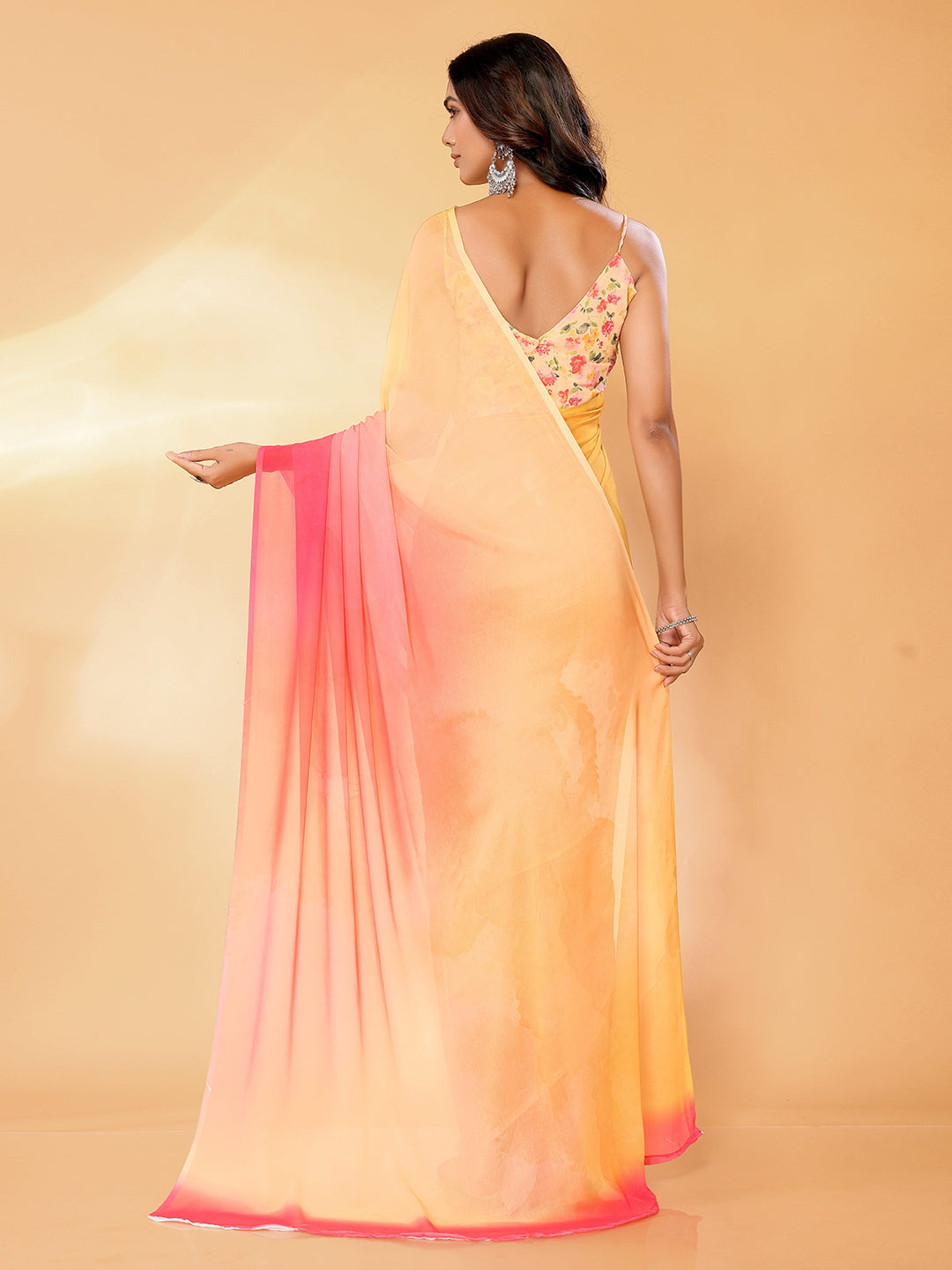Janasya Multicolor Georgette Ombre Printed Saree | Swadesiicart