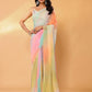 Janasya Multicolor Georgette Ombre Printed Saree | Swadesiicart