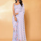 Janasya Lavender Georgette Floral Printed Saree | Swadesiicart