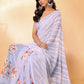 Janasya Lavender Georgette Floral Printed Saree | Swadesiicart