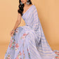 Janasya Lavender Georgette Floral Printed Saree | Swadesiicart