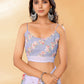 Janasya Lavender Georgette Floral Printed Saree | Swadesiicart