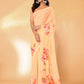 Janasya Peach Georgette Floral Printed Saree | Swadesiicart