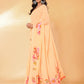 Janasya Peach Georgette Floral Printed Saree | Swadesiicart