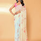 Janasya Peach Georgette Floral Printed Saree | Swadesiicart