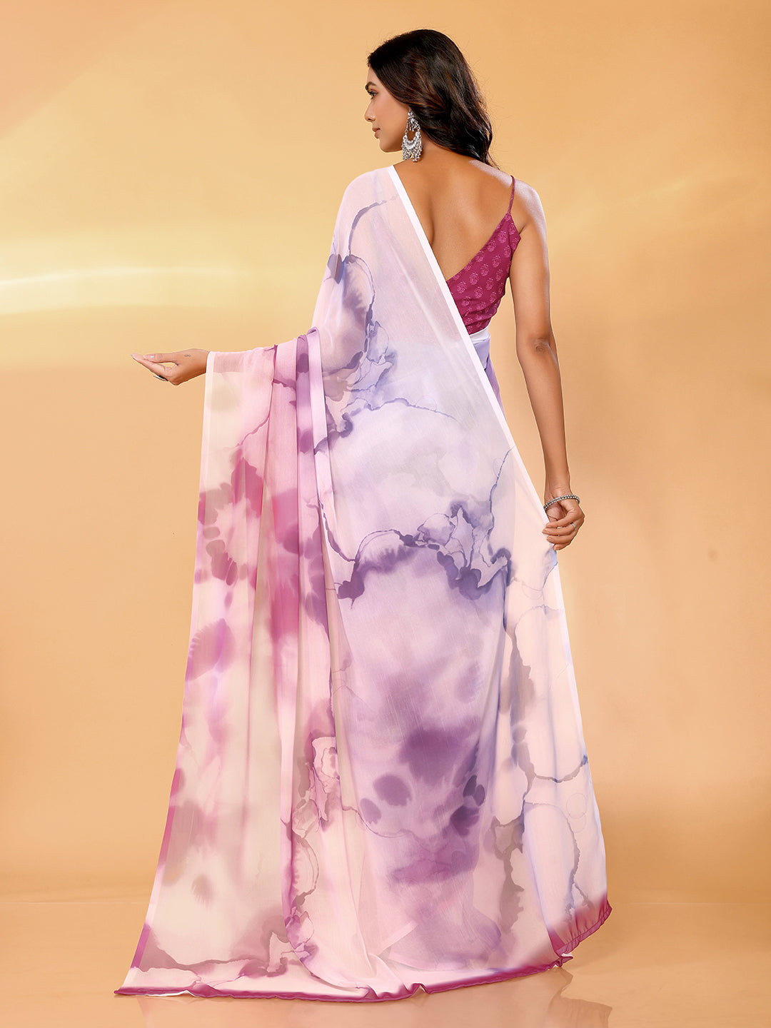 Janasya Multicolor Georgette Ombre Printed Saree | Swadesiicart