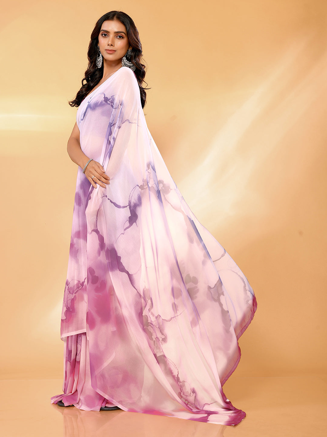 Janasya Multicolor Georgette Ombre Printed Saree | Swadesiicart