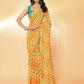 Janasya Orange Georgette Leheriya Printed Saree | Swadesiicart