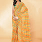 Janasya Orange Georgette Leheriya Printed Saree | Swadesiicart