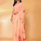 Janasya Peach Georgette Floral Printed Saree | Swadesiicart