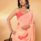 Janasya Peach Georgette Floral Printed Saree | Swadesiicart