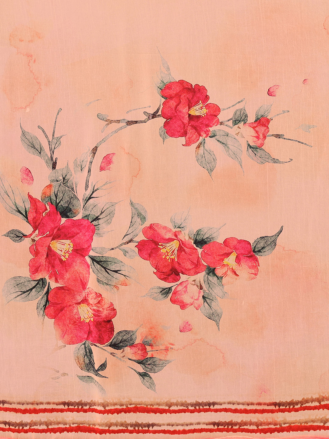 Janasya Peach Georgette Floral Printed Saree | Swadesiicart