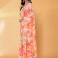 Janasya Peach Georgette Tropical Printed Saree | Swadesiicart